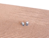 Hand Drawn Skull Skeleton Post Earrings Studs