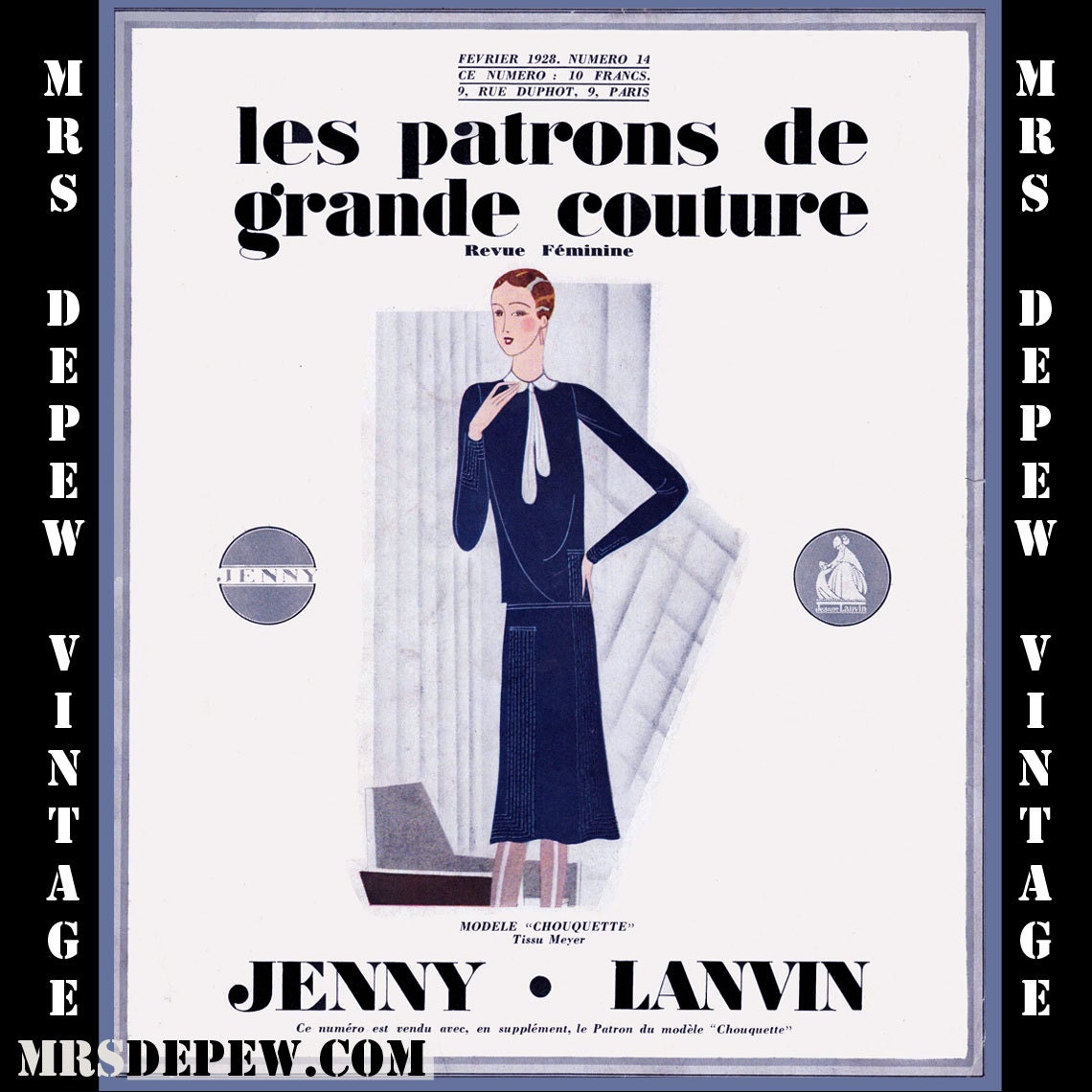 Vintage Pattern Catalog "Les Patrons de Grande Couture - Jenny Lanvin" Advertisements and Art E-Book -INSTANT DOWNLOAD-