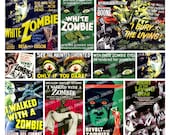 ZoMBiES - Digital Printable Collage Sheet - Cult Classic Horror Movie Posters sized XL Extra Large for Wall Art, Instant Download, 11" x 17"