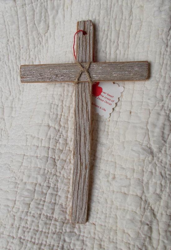 Rustic Vintage Upcycled  Wood Cross Wall Hanging - 8 inches - 70 Year Old  WOOD