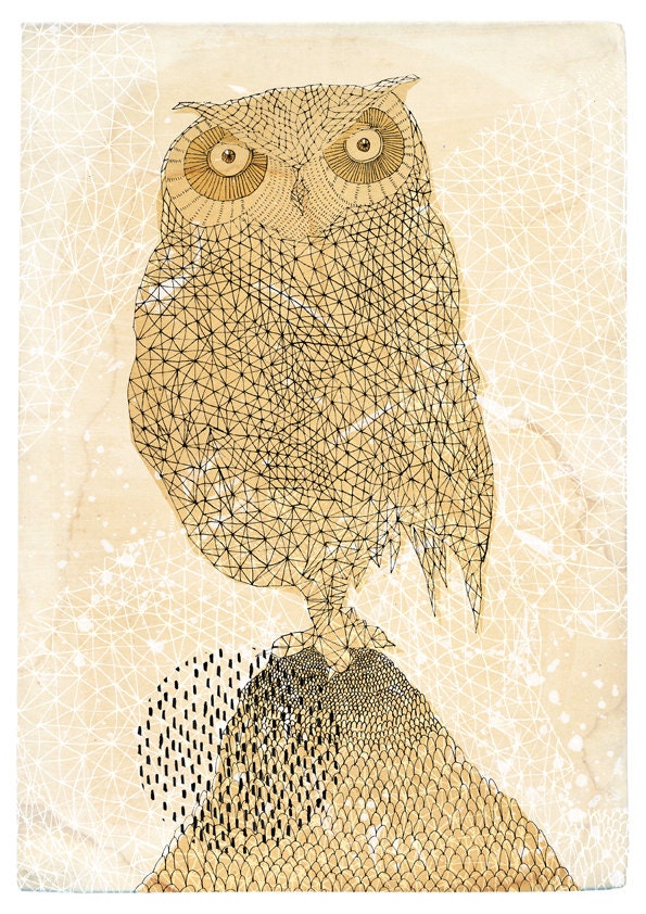Geometric Owl Archival Art Print by Paula Mills for Sweet William
