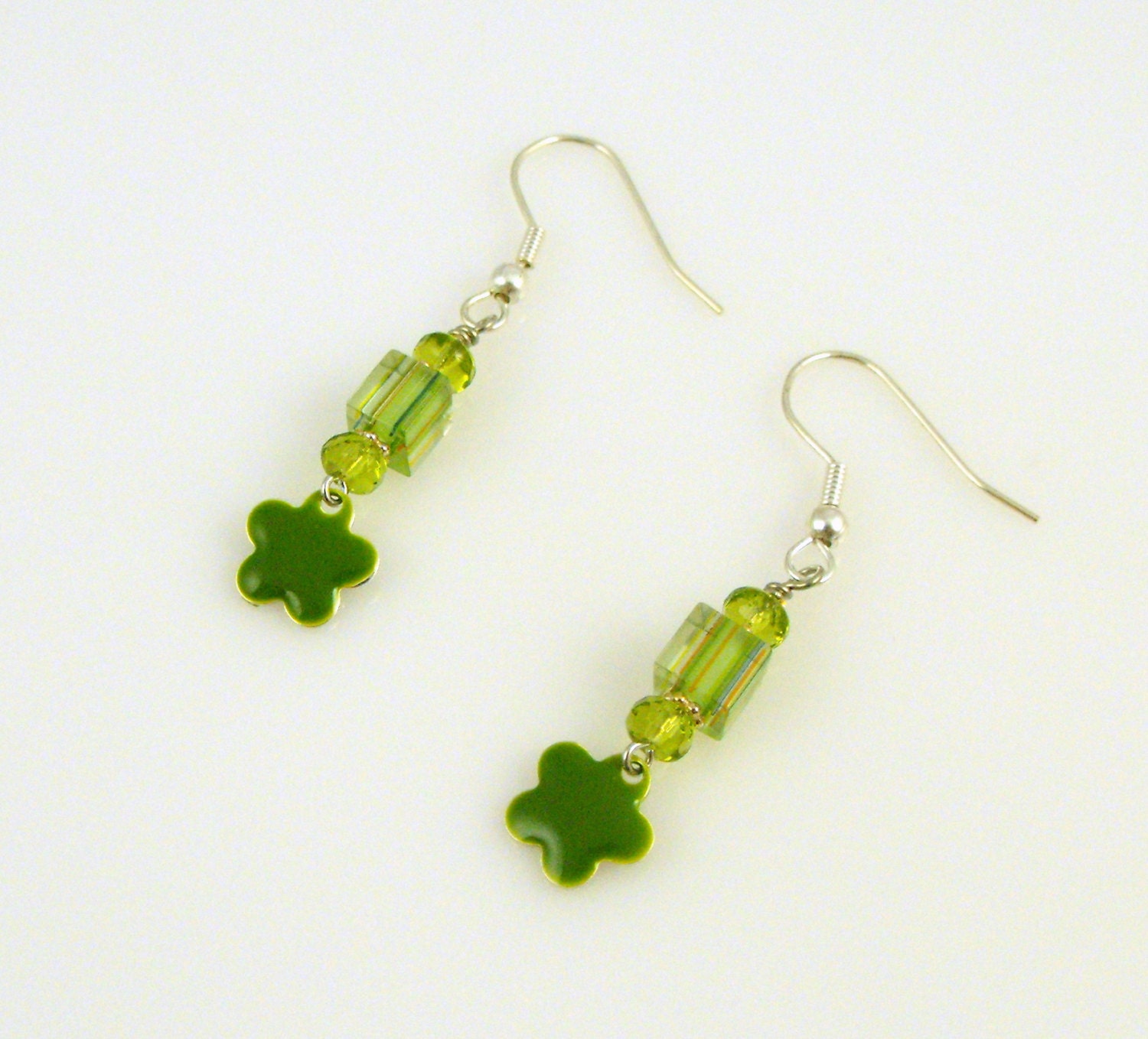 Delicate Green Flower Summer Earrings Handmade Jewellery