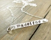 Personalized Necklace -  Name Bar Necklace -  Silver Mother Jewelry  - Mother's Day Gift