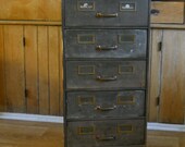Vintage Shaw Walker Metal 5 Drawer Filing Cabinet