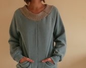 S/M reconstructed jumper in light teal fleece - small / medium