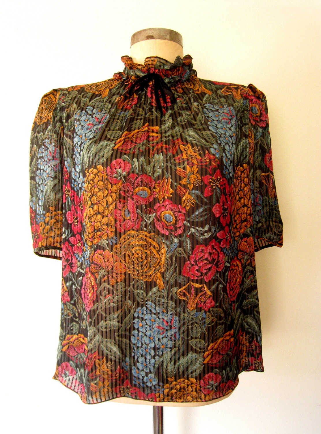 Silk Blouse // Sheer Blouse // Floral Silk