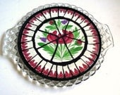 Mosaic Tab Handle Plate - Depression Glass with French Antique Plate