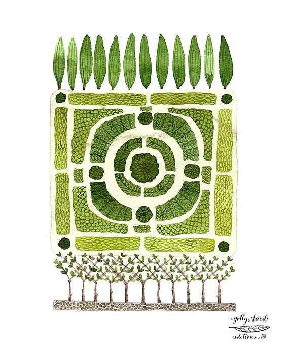 knot garden no. 1 watercolor reproduction print