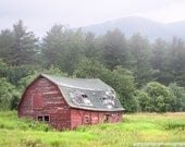 Old Barn and Mountains, Barn Photograph, Rustic Landscape Photography, Adirondacks, New York State, Signed Print, Free Shipping
