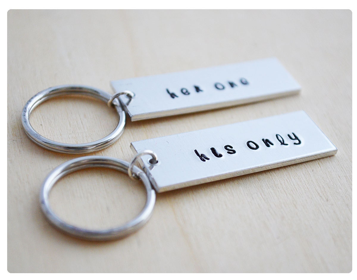 Her One, His Only Couples Keyrings - His One, Her Only - Wedding Keychains - Boyfriend & Girlfriend - Love Keyrings - Personalized