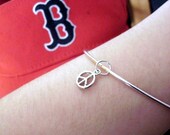 Peace Sign Charm Bangle Bracelet