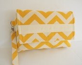 Chevron Diaper Clutch with detachable strap - Corn Yellow and Natural  Chevron