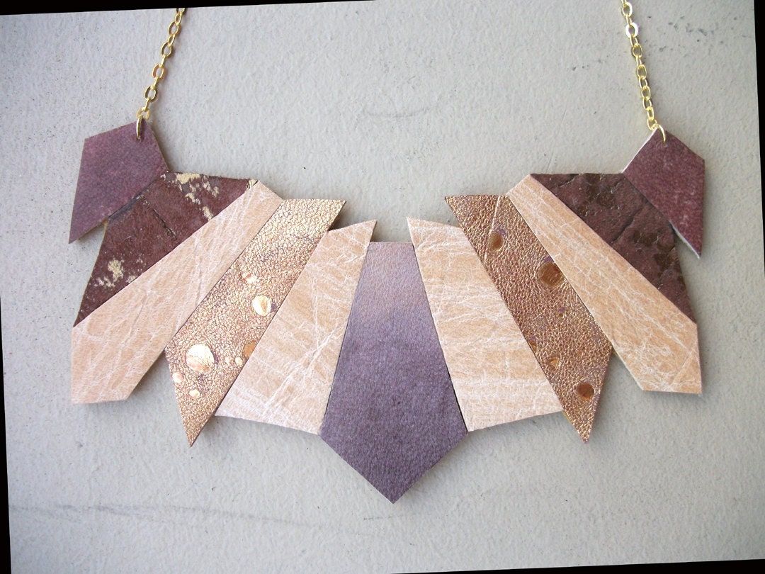 Art Deco Textured Leather Necklace
