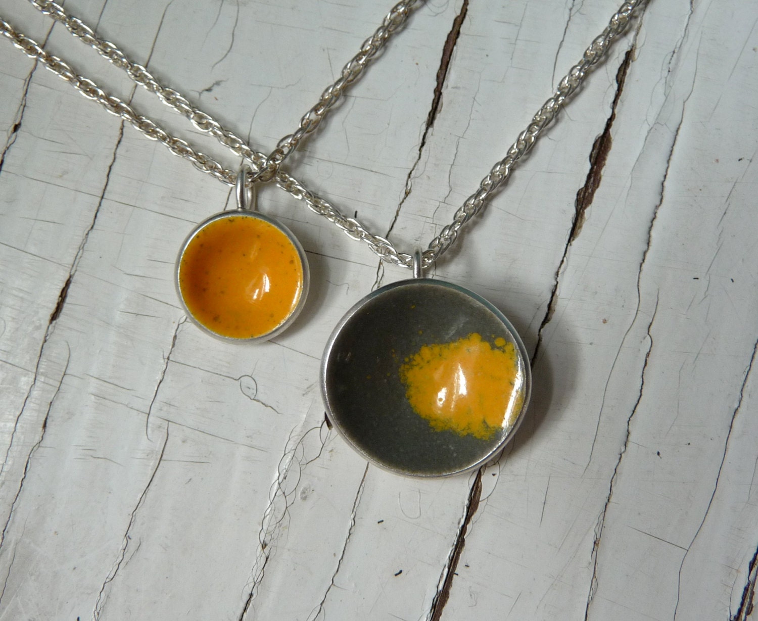 Nasturtium and teeny dot necklace