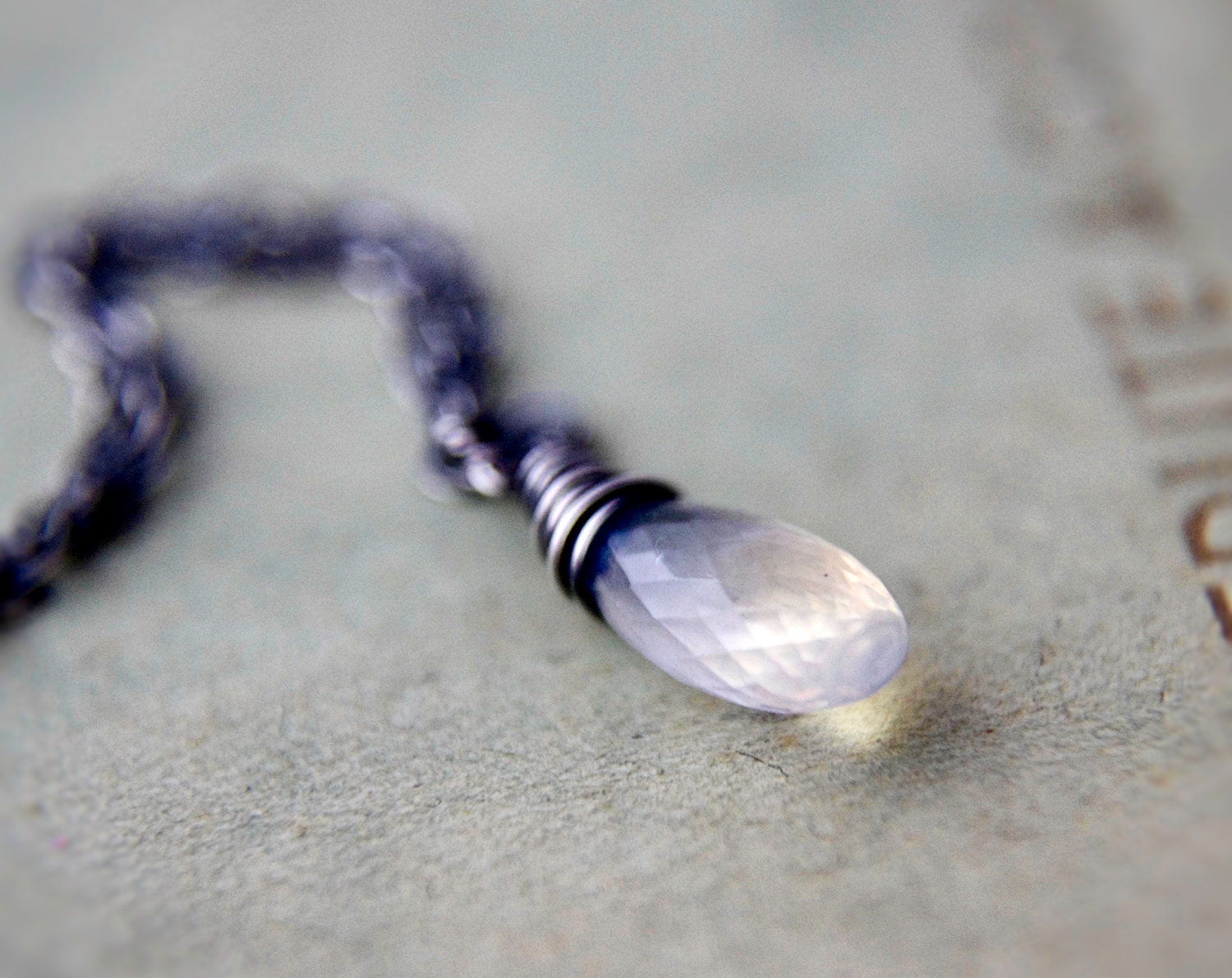 Silver Moonstone Necklace Wire Wrapped PoleStar