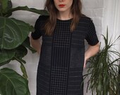 Black and White Grid Shift Dress - Handmade