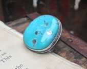 rustic campitos turquoise sterling ring, size 6-1/2 - Wonder...where wisdom begins - READY TO SHIP