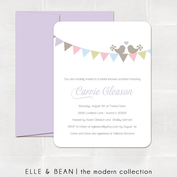 vintage love birds party collection. bridal shower invitation. printed and handmade. Il_570xn