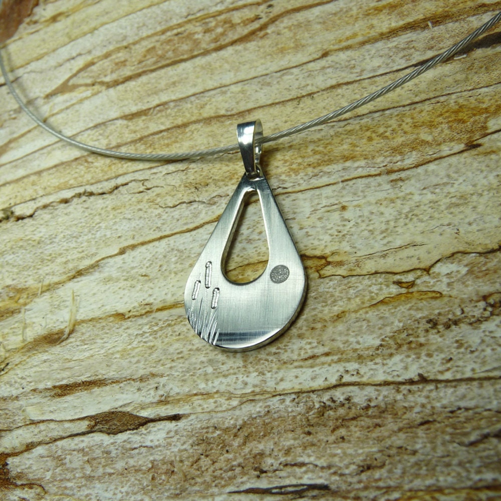 MOONLIT MARSH Cattails in the Full Moon Drop Pendant