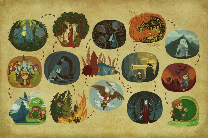 There and Back Again Map Limited Edition 20x30 poster