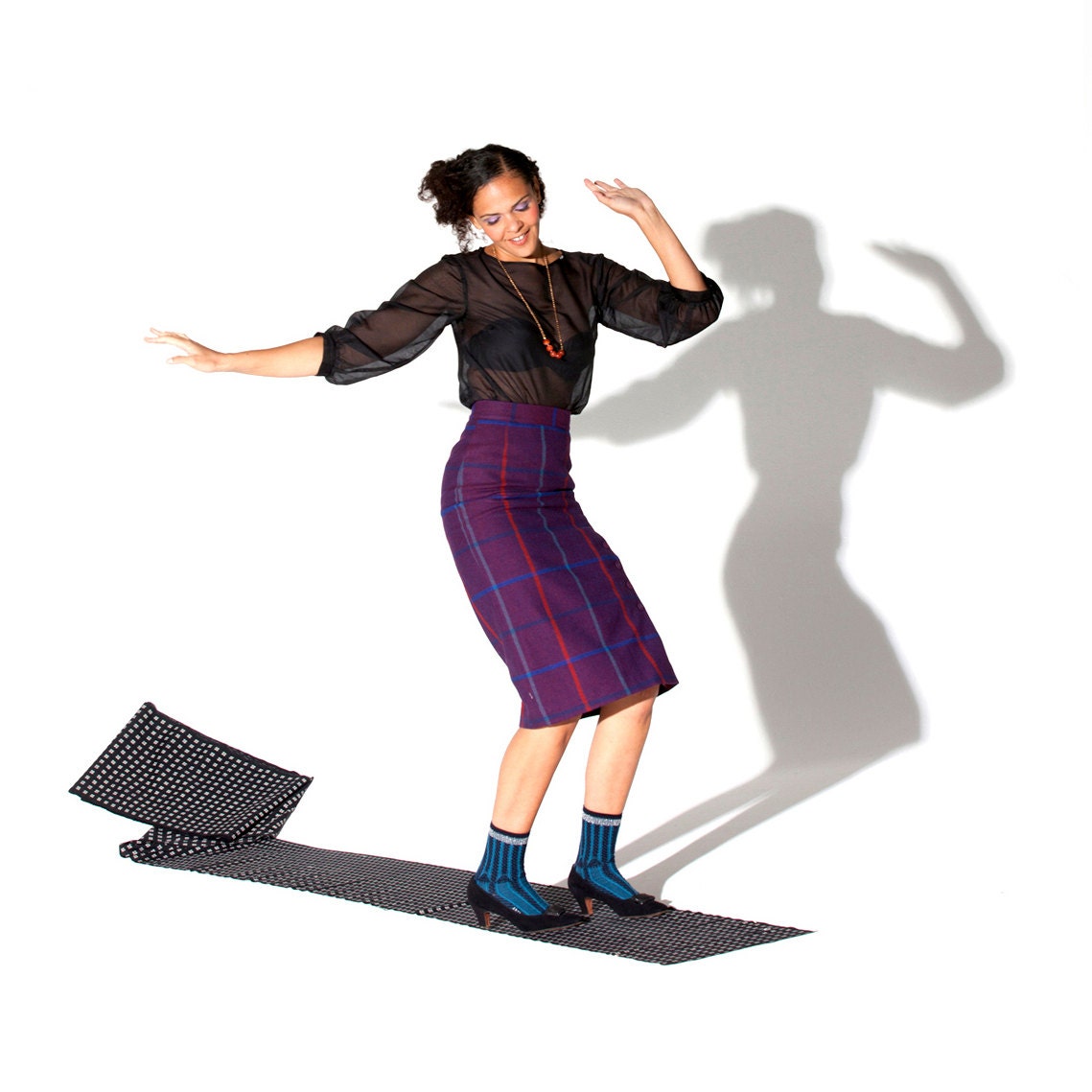 Pencil Skirt - 'Paris, Texas' skirt in Purple Check