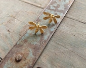 24K gold plated bee earrings Post earrings Nature inspired jewelry Summer trends