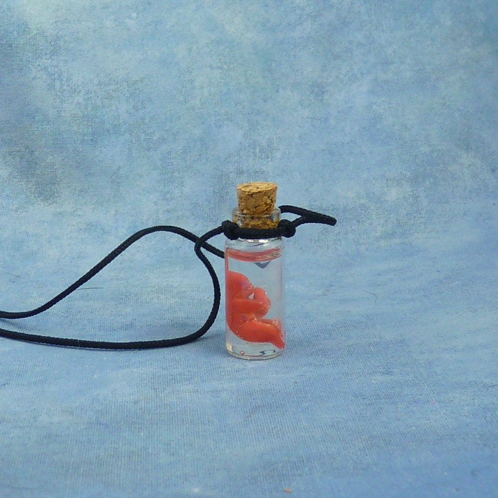 Fetus Specimen Jar Necklace, Handmade Science Jewelry