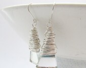 Triangle earrings, Recycled glass earrings, silver dangle earrings, silver earwires, basic jewelry
