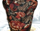 Elegant Knitting Bag, Project Tote, Sock Bag, Yarn Bag, Crochet, Crafts, Zipper pouch, dark floral print w cotton lining