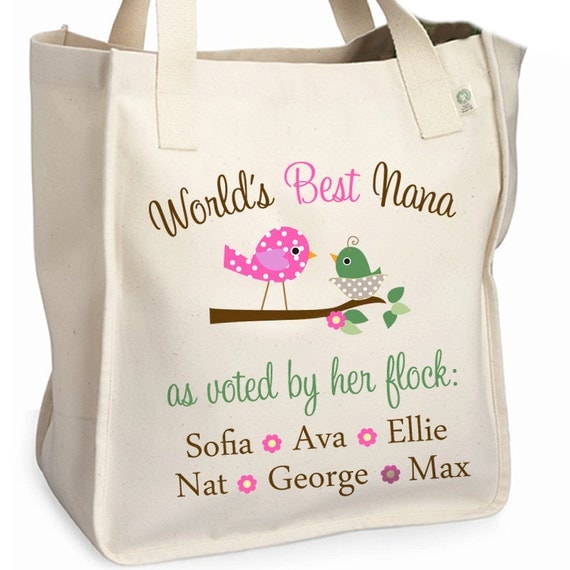 Personalized world's best Nana voted by flock tote bag