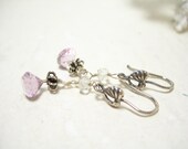 Amethyst earrings february birthstone dangle sterling slver dainty bridal fashion