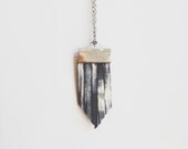 dark and stormy necklace - black and white sky print suede