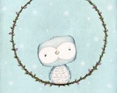 illustration, Art Print, Turquoise, Owl, Love, L'l Turquoise