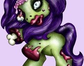 Green and Purple Zombie My Little Pony A4 Art Print by Hungry Designs