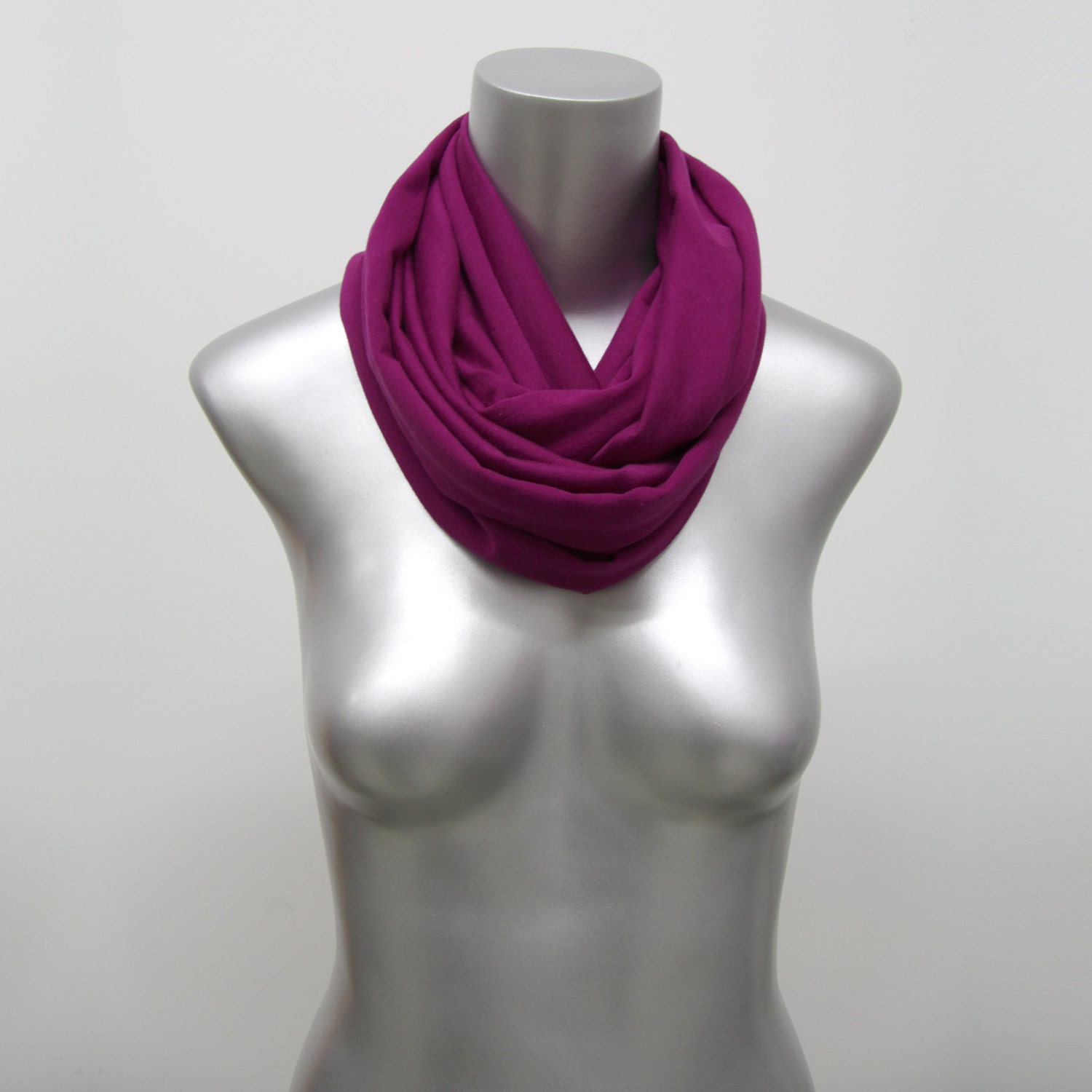 Raspberry Circle Scarf - Eternity Scarf - Mens Women - Infinity Scarf Loop Scarf - Cotton Spring Unique Summer Christmasinjuly CIJ