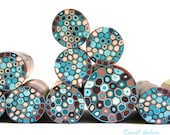 Polymer clay millefiori cane - Turquoise, light blue, browns, cream and beige Retro Dots