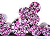 Polymer clay millefiori cane - Pinks, white and black Retro Dots