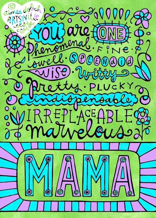 One Marvelous Mama (5x7 doodle print)