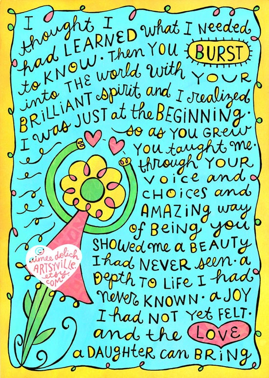 Daughter Love (5x7 doodle print)
