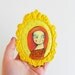 illustration frame yellow portrait - OOAK wall hanging decoration sculpture