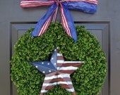 Patriotic Wreath- Fourth of July Wreath- Made in the USA- Americana Decor- Patriotic Star- Memorial Day Wreath- July 4th Wreath- Rustic