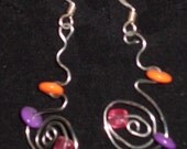 Colorful Wire Earrings Orange Purple,Silver Wire