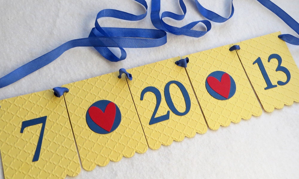 Wedding Date Banner - Embossed Quatrefoil - MADE TO ORDER - Save the Date Garland Photo Prop Il_170x135