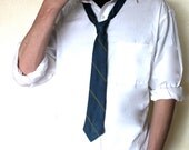 Mad men style mens skinny neck tie, necktie for your guy  blue on blue sheen, and chartreuse green/ gold thin stripe