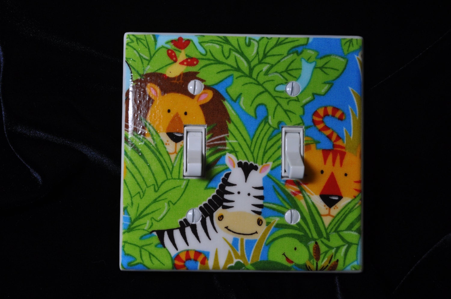 Lion, Zebra, Tiger, and Turtle Light Switch Plate Cover / Nursery (STANDARD SIZE)