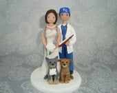 Doctor & Nurse with Pets Personalized Wedding Cake Topper