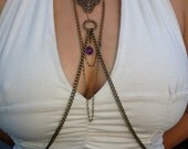 Butterfly Body Chain with Amethyst, body necklace