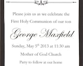 First Communion, Baptism, Shower or Wedding Invitation