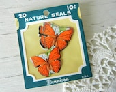 Vintage Dennison Seals 20 PCS Orange Butterflies Unopened Package NOS