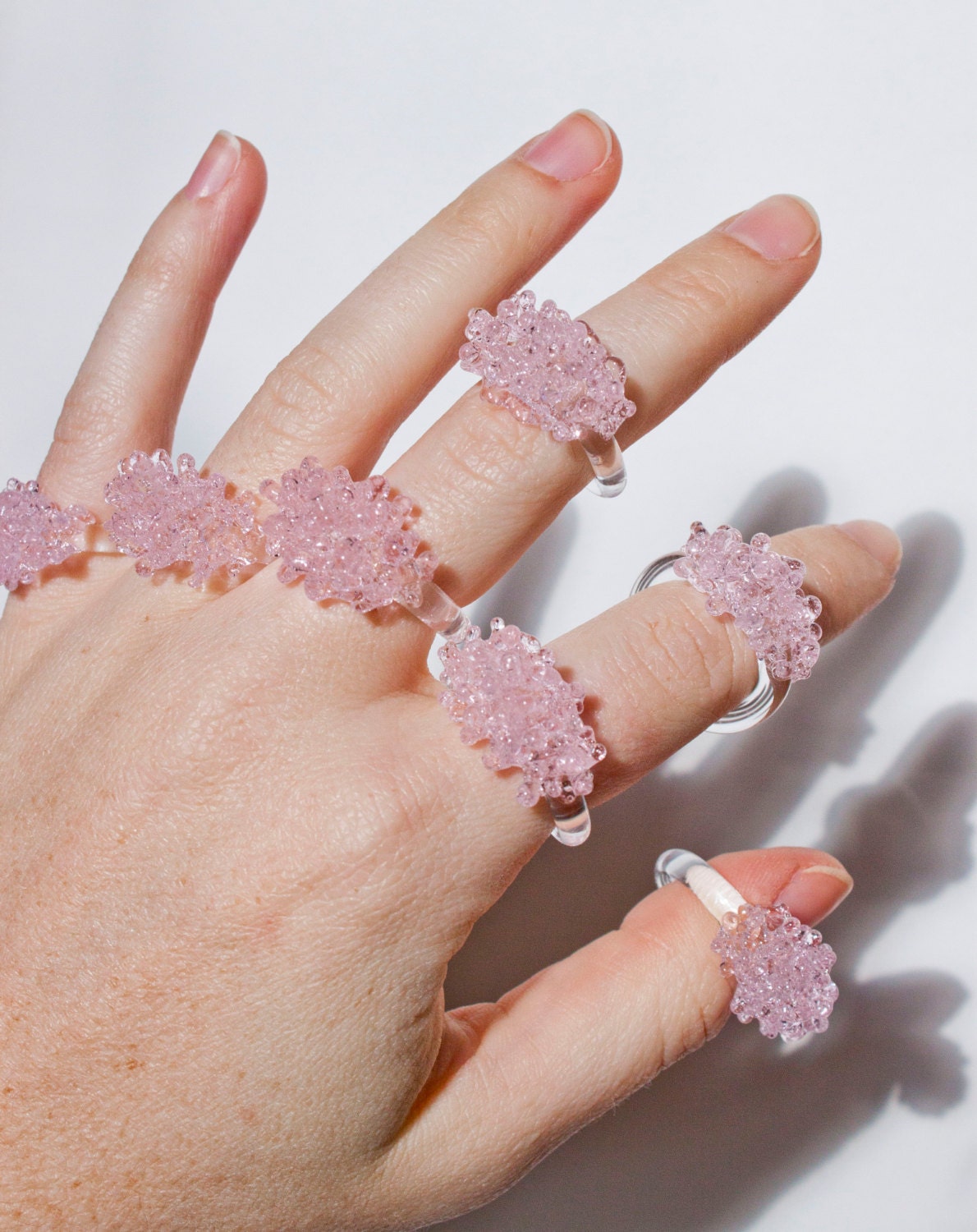 Glass Cluster Ring - Pink